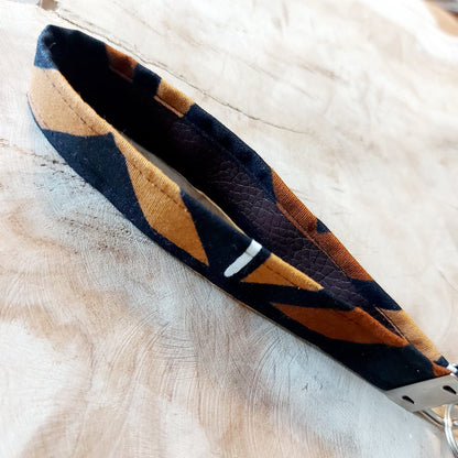 African Print and Leather Key Fob | Wristlet | Key Holder-4