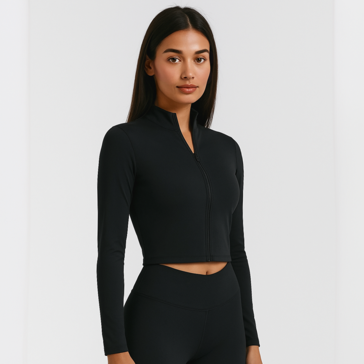 4013 - Women's Athletic Cropped Zipper Jacket-2