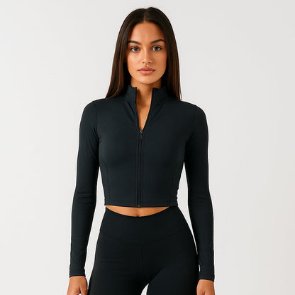 4013 - Women's Athletic Cropped Zipper Jacket-0