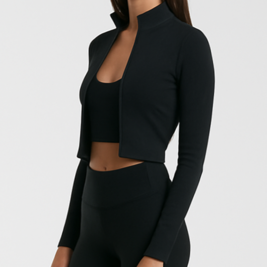 4013 - Women's Athletic Cropped Zipper Jacket-1