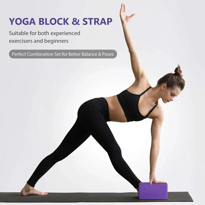 Yoga Block and Strap Set Soft Non-Slip Foam-3