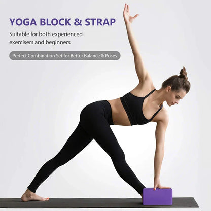 Yoga Block and Strap Set Soft Non-Slip Foam-3