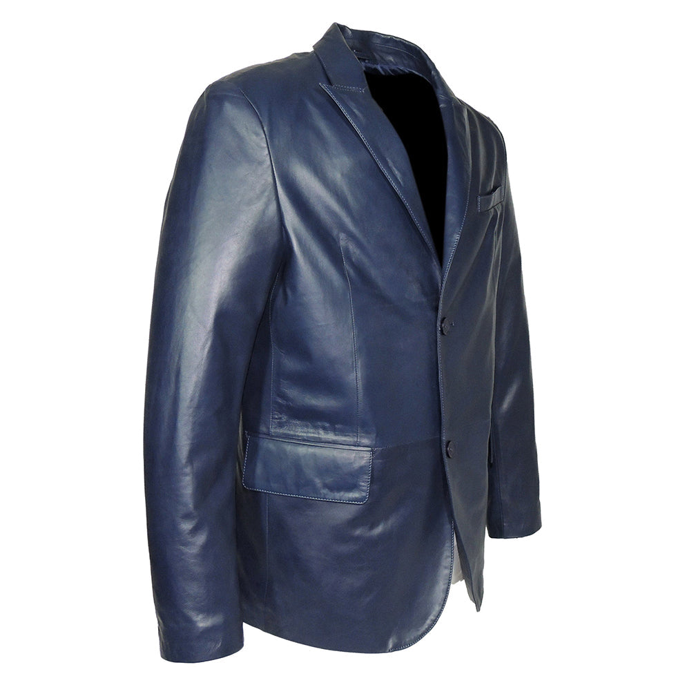 York Mens 2 Button Lambskin Leather Blazer-2