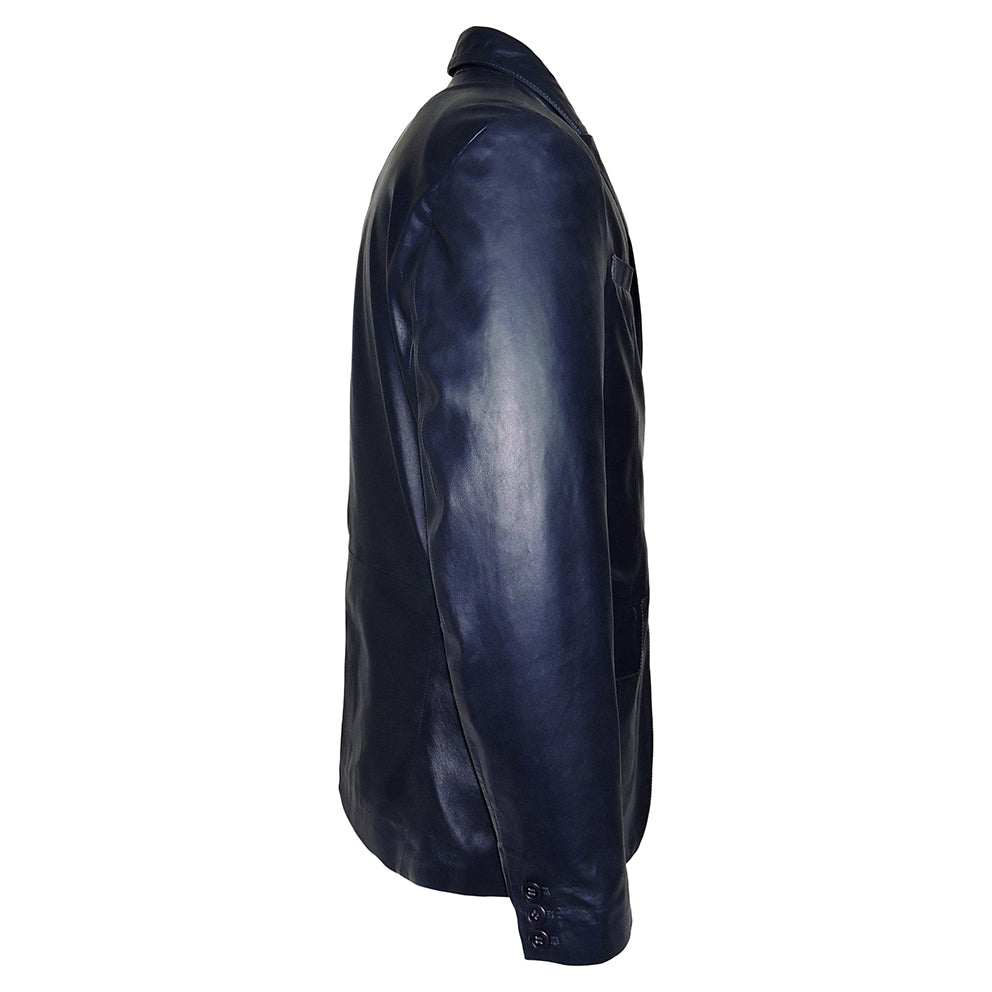 York Mens 2 Button Lambskin Leather Blazer-3