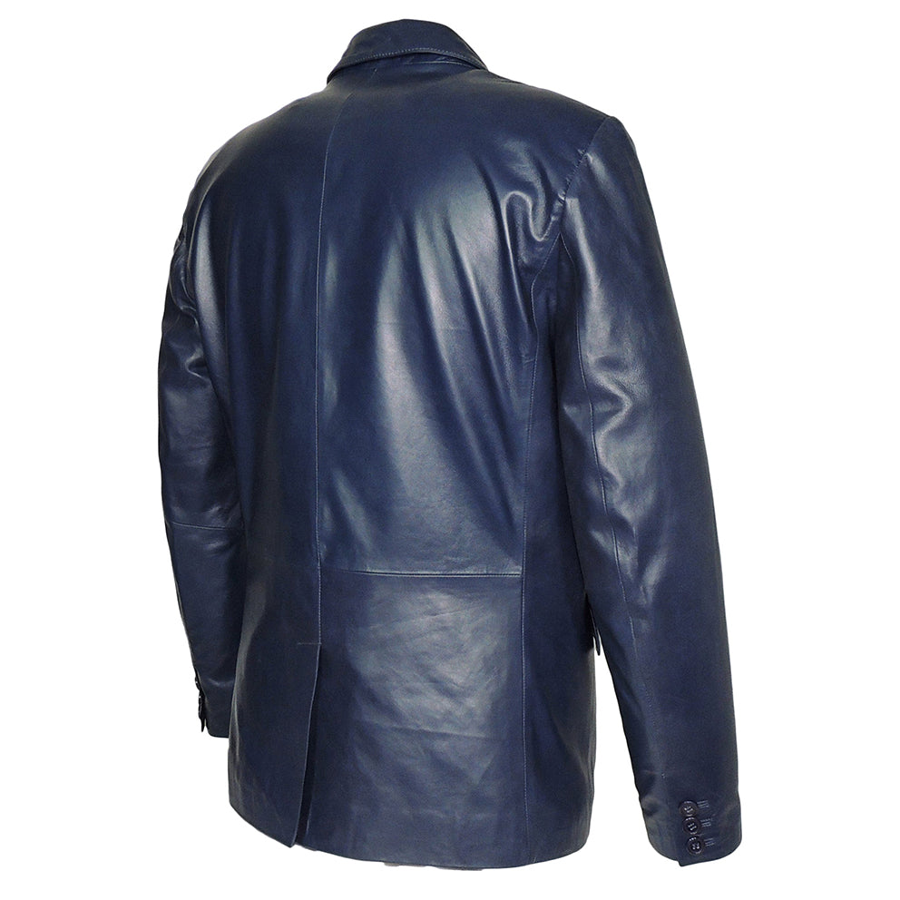 York Mens 2 Button Lambskin Leather Blazer-4