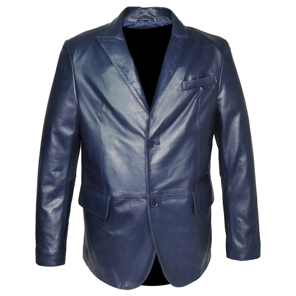 York Mens 2 Button Lambskin Leather Blazer-0