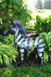 3 Recycled Metal Ribbon Zebra Sculpture
