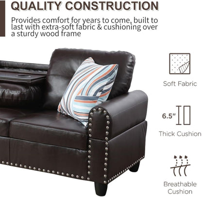 L Shaped Sectional Sofa with Ottoman, Modern Couches for Living Room, Microfiber Facing, Bedroom-2