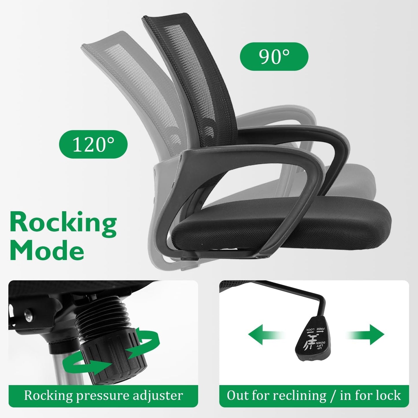 Black 32 Inch Desk & Chair Set, Adjustable-3