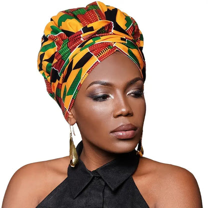 Boho Geometric Print Turban Hat Satin-Lined Head Wraps Vintage Lace Up Headscarf Beanies Bandanas For Women