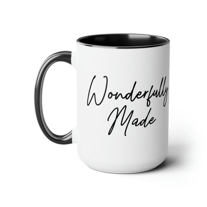 Ceramic Coffee Mug 15oz - Wonderfully Made Black Illustration-0