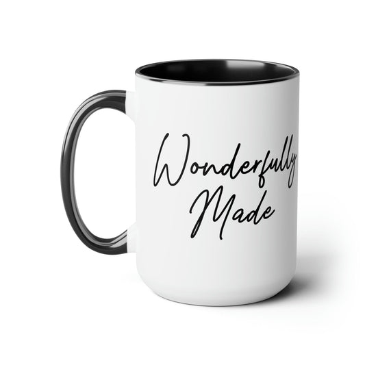 Ceramic Coffee Mug 15oz - Wonderfully Made Black Illustration-0