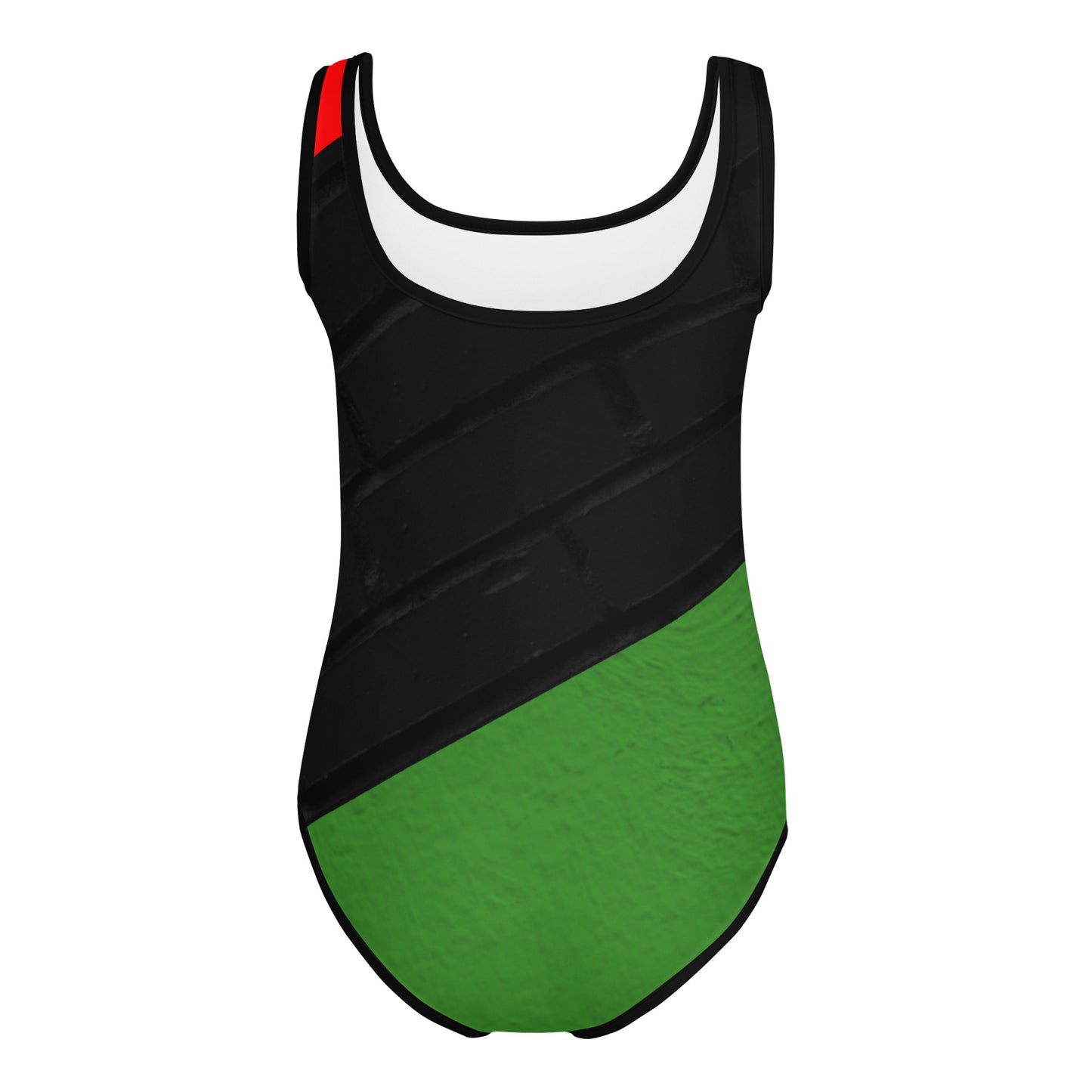 RED, BLACK, & GREEN All-Over Print Kids Swimsuit by SobG Designs