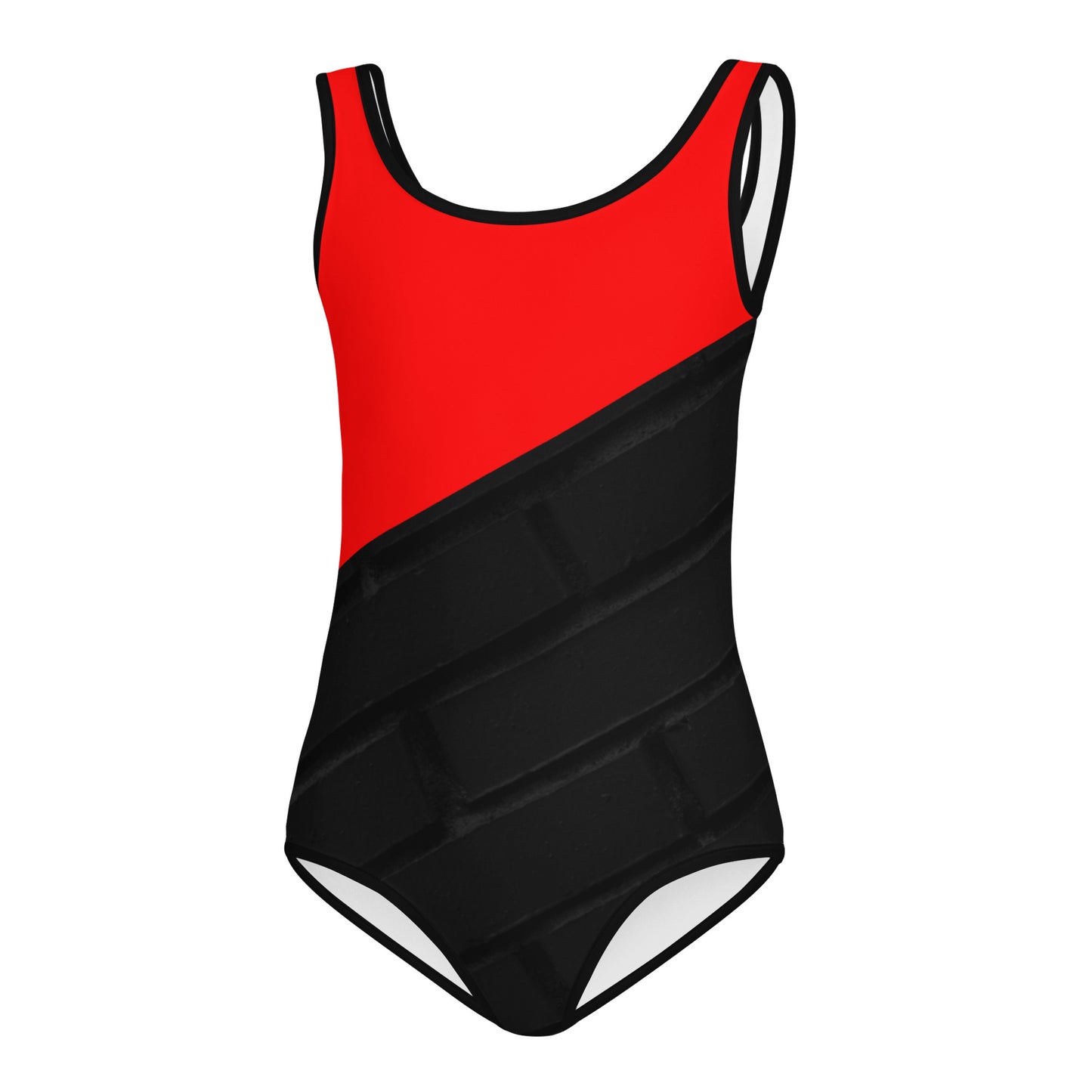 RED, BLACK, & GREEN All-Over Print Kids Swimsuit by SobG Designs