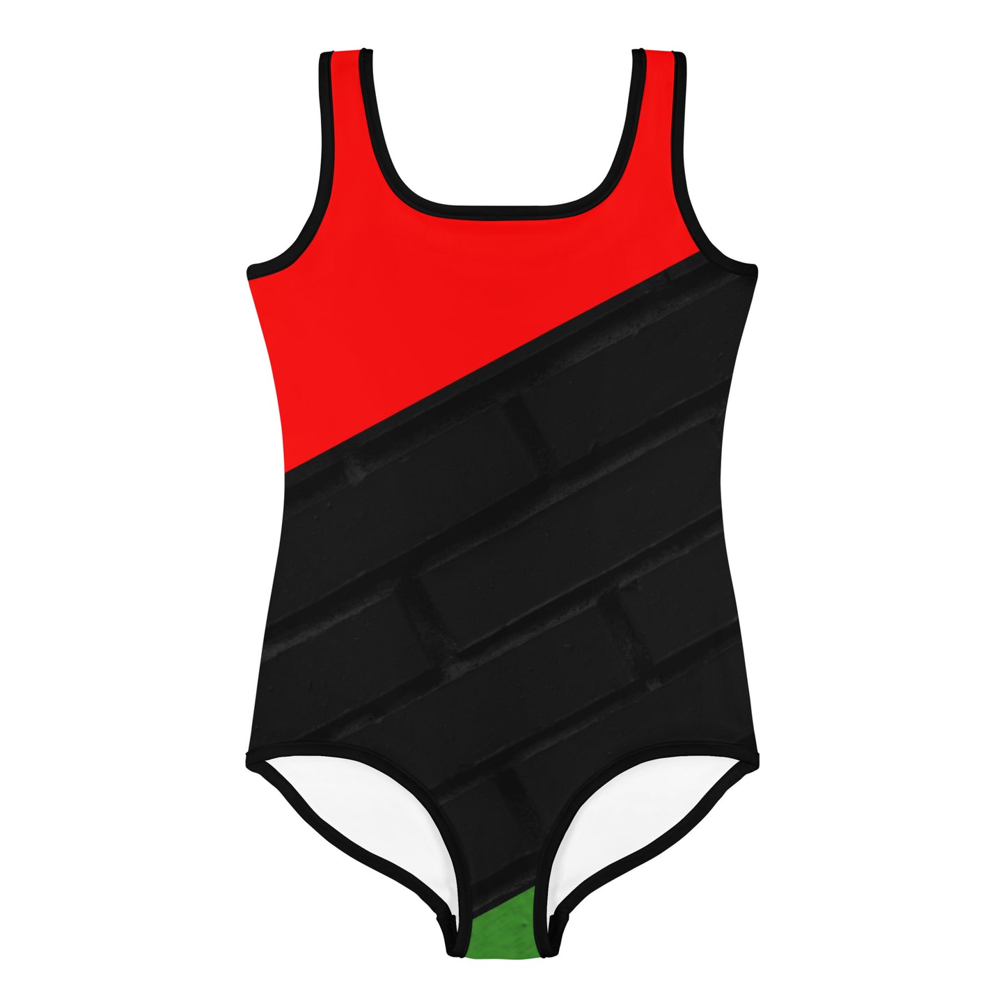 RED, BLACK, & GREEN All-Over Print Kids Swimsuit by SobG Designs