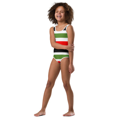 PAN AFRICAN STRIPE All-Over Print Kids Swimsuit by SobG Designs