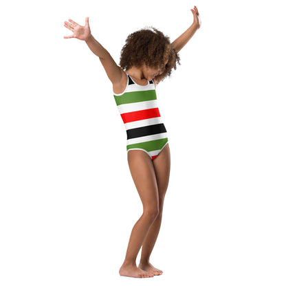 PAN AFRICAN STRIPE All-Over Print Kids Swimsuit by SobG Designs