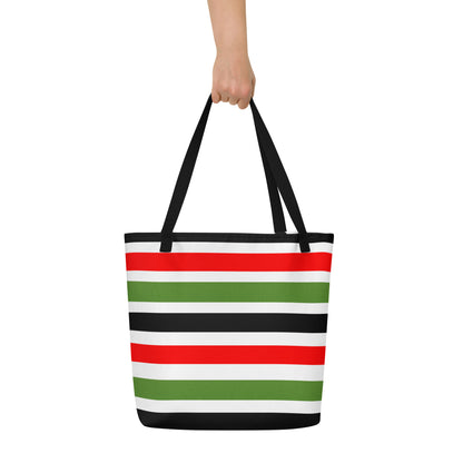 PAN-AFRICAN STRIPE All-Over Print Large Tote Bag by SobG Designs