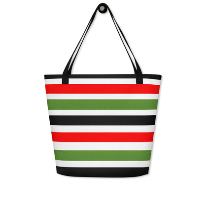 PAN-AFRICAN STRIPE All-Over Print Large Tote Bag by SobG Designs