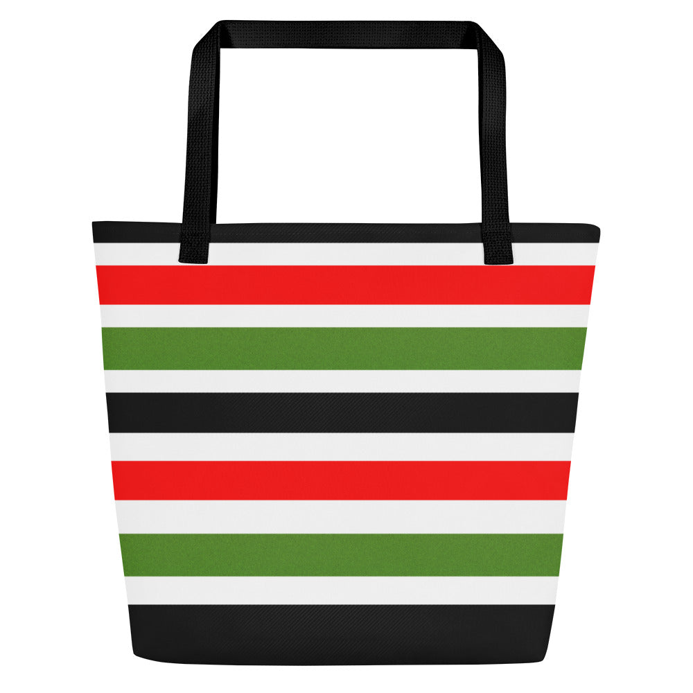 PAN-AFRICAN STRIPE All-Over Print Large Tote Bag by SobG Designs