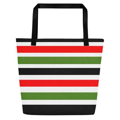 PAN-AFRICAN STRIPE All-Over Print Large Tote Bag by SobG Designs