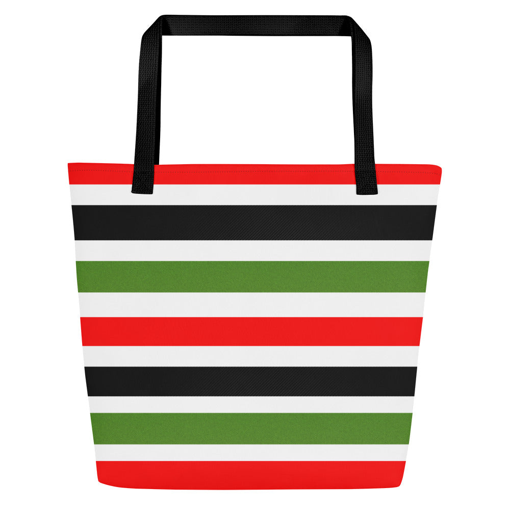 PAN-AFRICAN STRIPE All-Over Print Large Tote Bag by SobG Designs