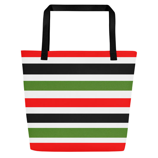 PAN-AFRICAN STRIPE All-Over Print Large Tote Bag by SobG Designs