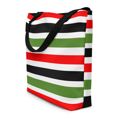 PAN-AFRICAN STRIPE All-Over Print Large Tote Bag by SobG Designs