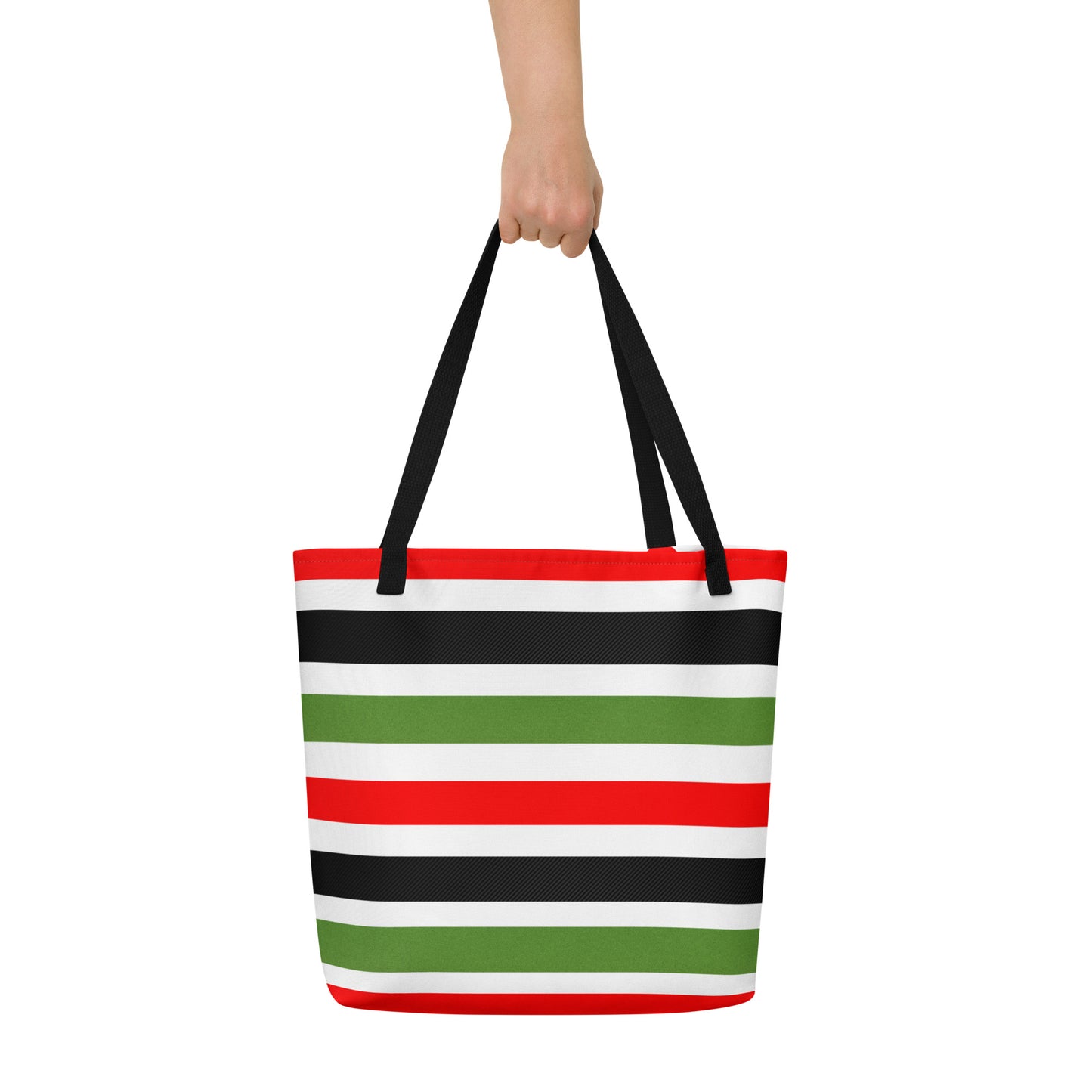 PAN-AFRICAN STRIPE All-Over Print Large Tote Bag by SobG Designs