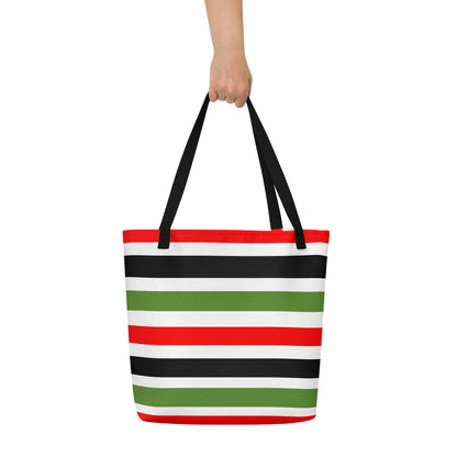 PAN-AFRICAN STRIPE All-Over Print Large Tote Bag by SobG Designs