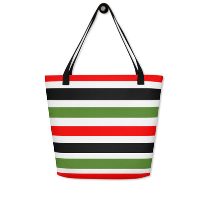 PAN-AFRICAN STRIPE All-Over Print Large Tote Bag by SobG Designs