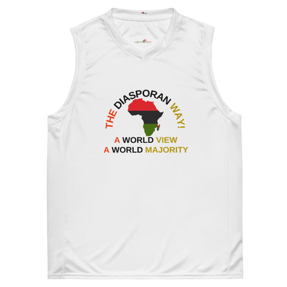 THE DIASPORAN WAY A ORLD VIEW A WORLD MAJORITY Recycled Unisex Basketball Jersey by SobG Designs