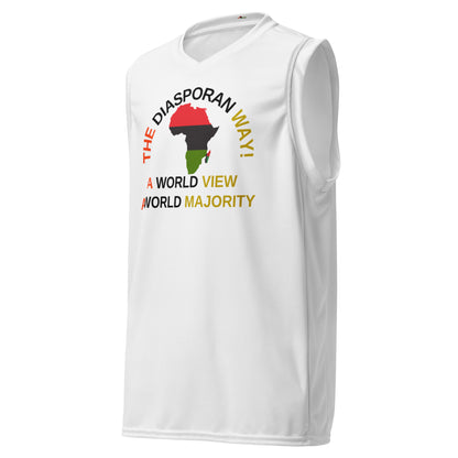 THE DIASPORAN WAY! A WORLD VIEW A WORLD MAJORITY Recycled Unisex Basketball Jersey by SobG Designs