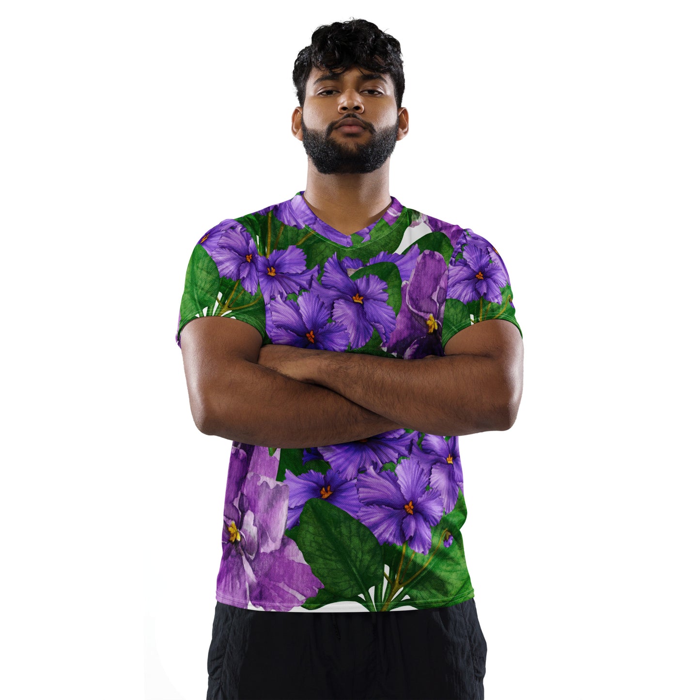 AFRICAN VIOLETS Recycled Unisex Sports Jersey by SobG Designs