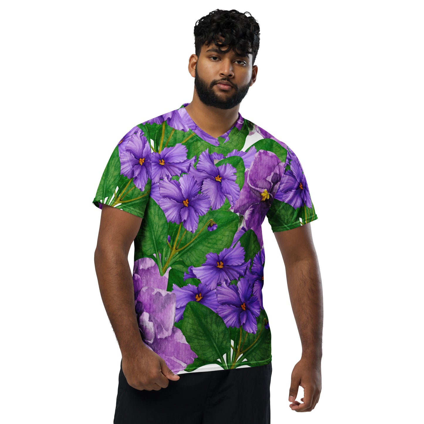 AFRICAN VIOLETS Recycled Unisex Sports Jersey by SobG Designs