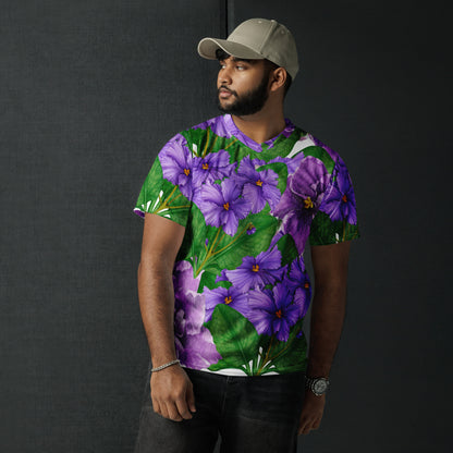 AFRICAN VIOLETS Recycled Unisex Sports Jersey by SobG Designs