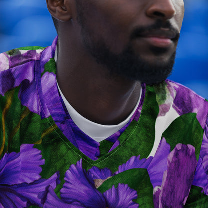 AFRICAN VIOLETS Recycled Unisex Sports Jersey by SobG Designs