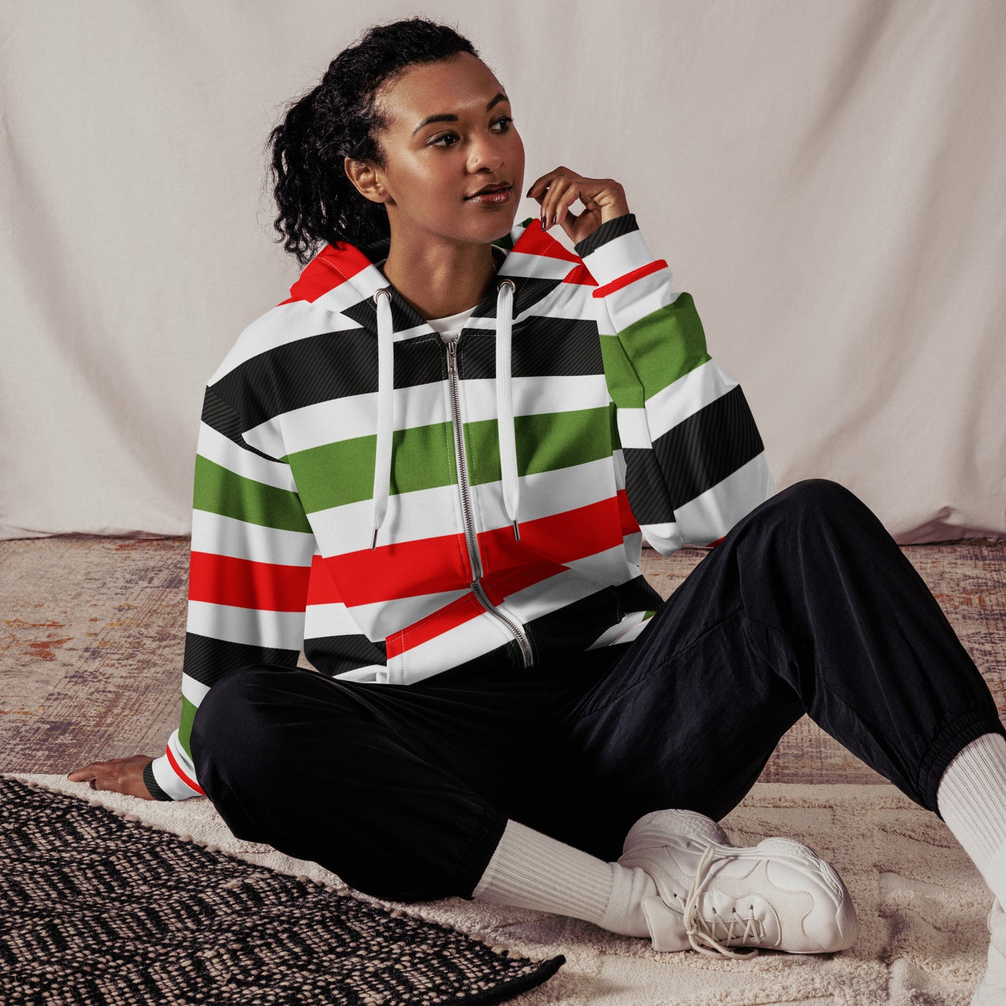 PAN - AFRICAN STRIPE Unisex Zip Hoodie by SobG Designs