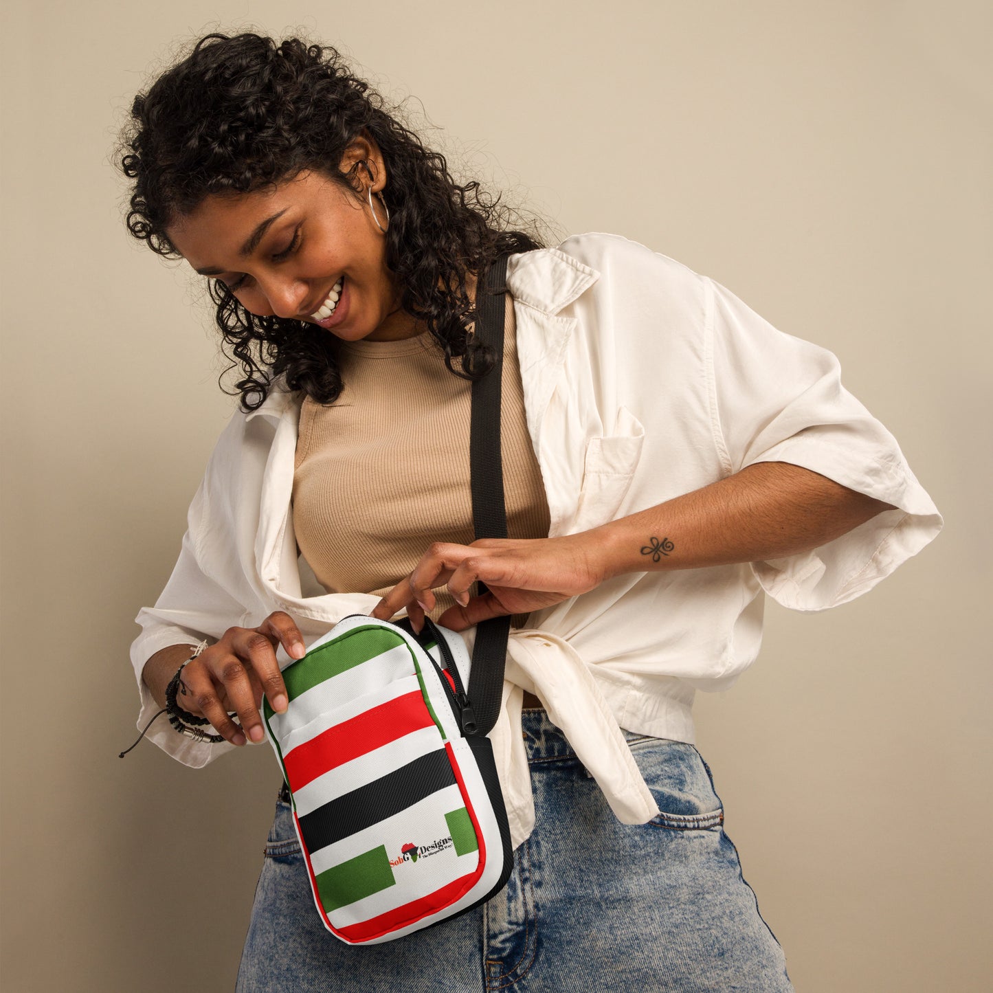 PAN - AFRICAN STRIPE Utility Crossbody Bag by SobG Designs