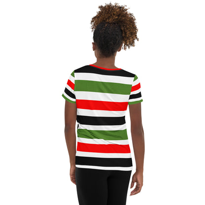 PAN-AFRICAN STRIPE All-Over Print Women's Athletic T-Shirt by SobG Designs