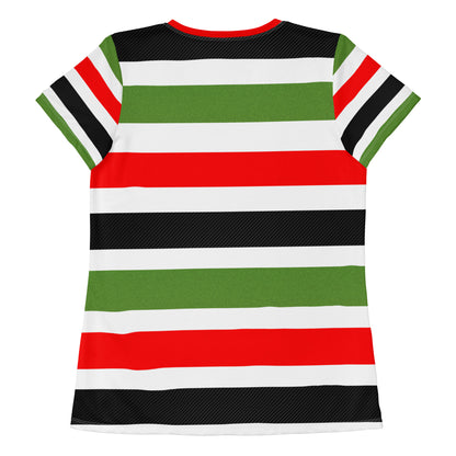 PAN-AFRICAN STRIPE All-Over Print Women's Athletic T-Shirt by SobG Designs
