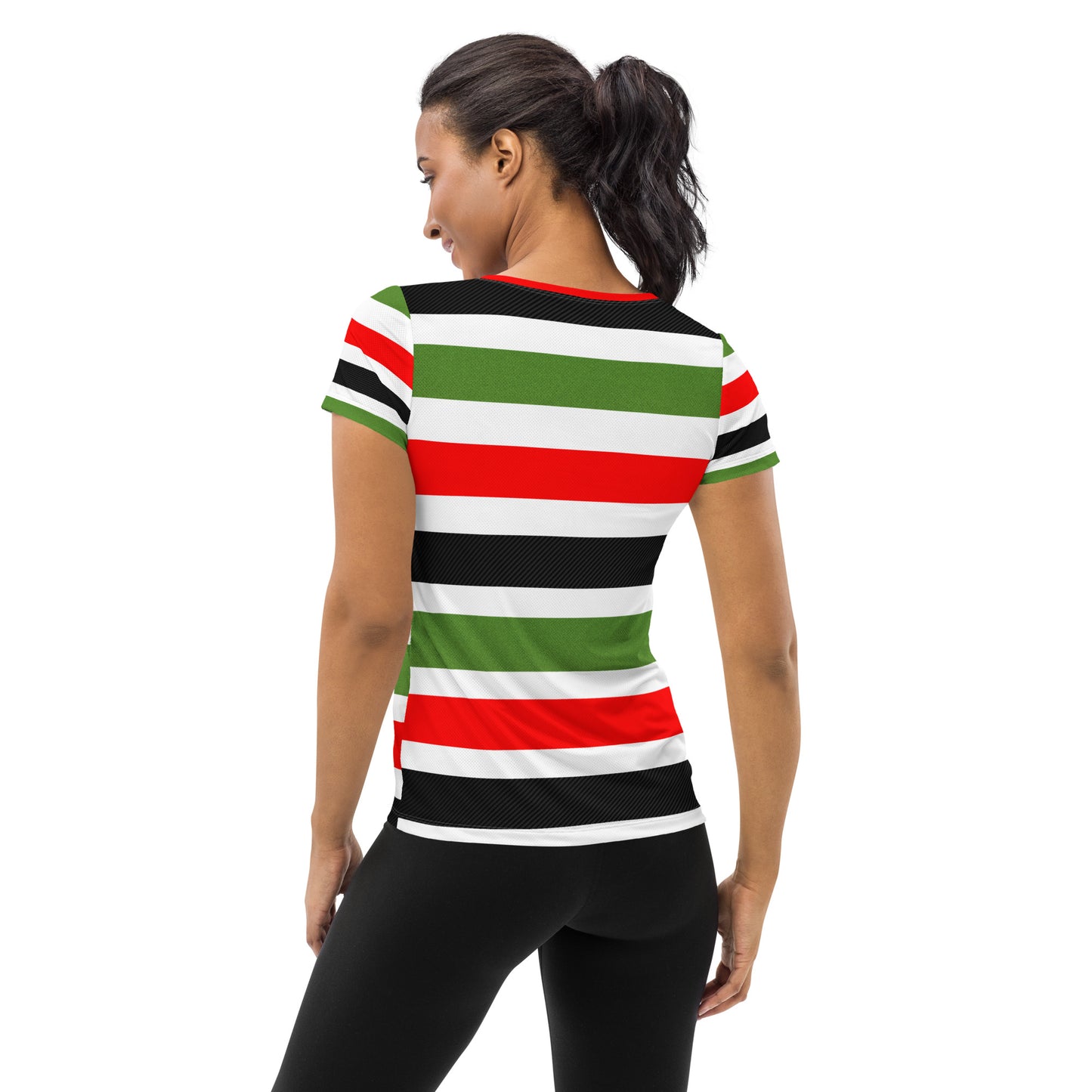PAN-AFRICAN STRIPE All-Over Print Women's Athletic T-Shirt by SobG Designs