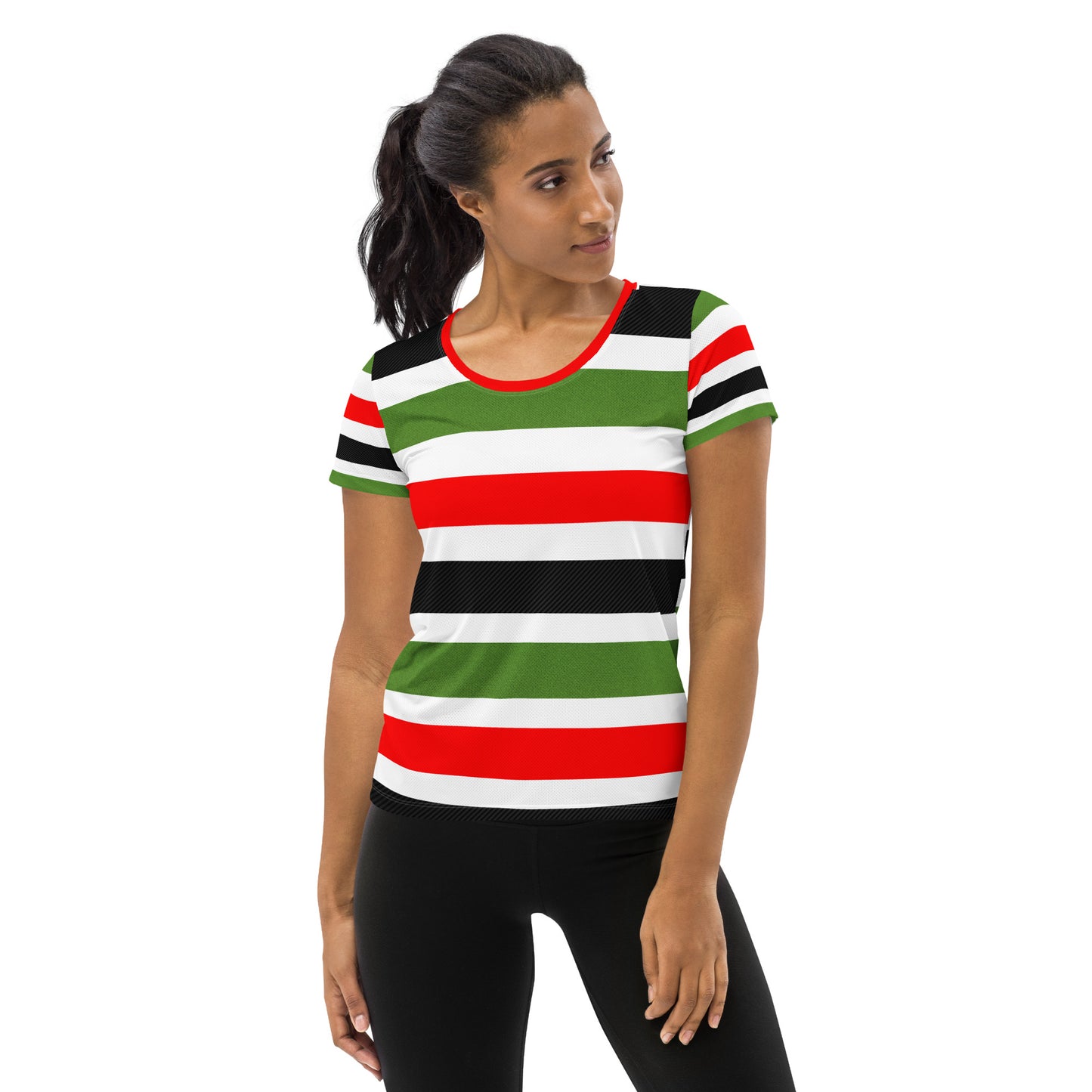 PAN-AFRICAN STRIPE All-Over Print Women's Athletic T-Shirt by SobG Designs