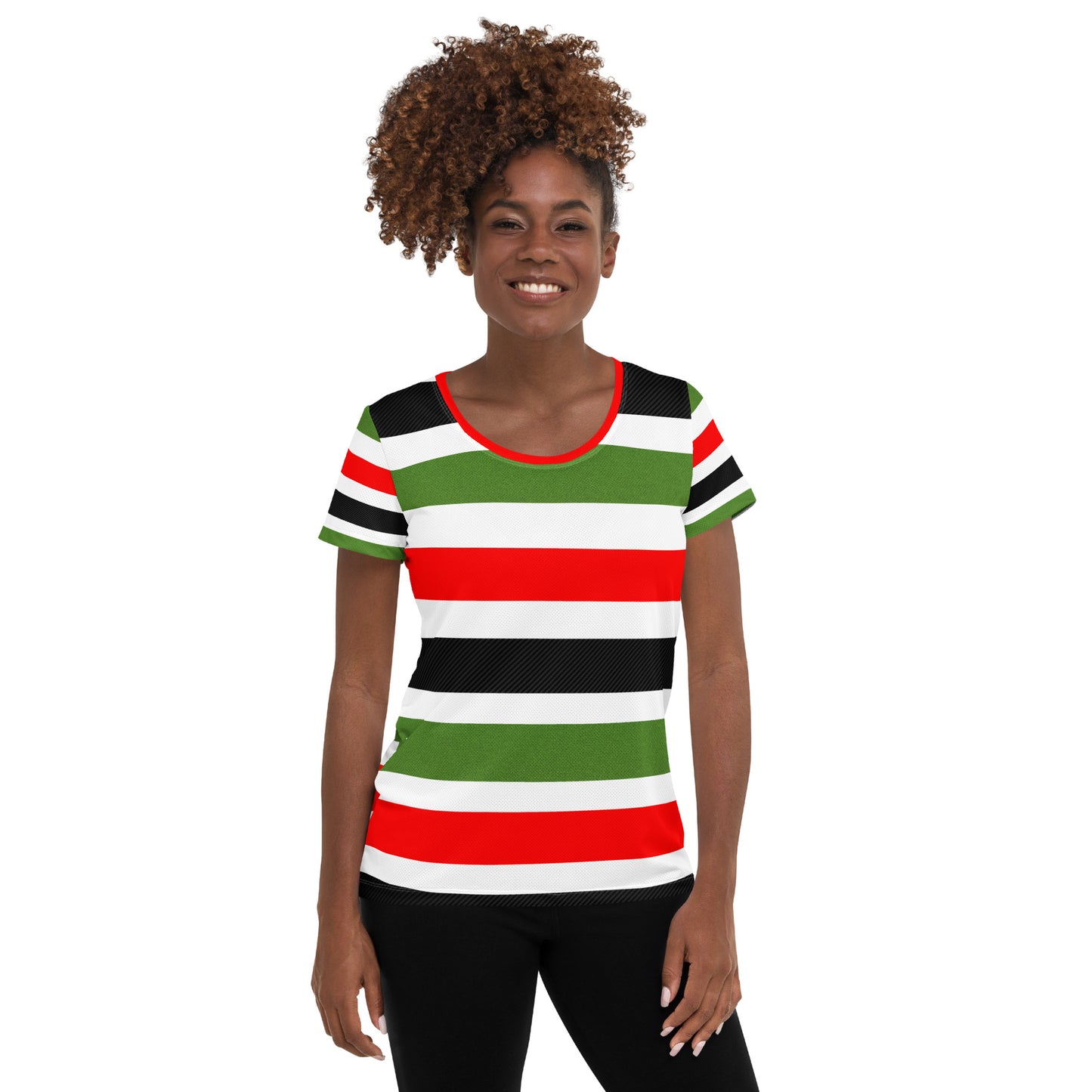 PAN-AFRICAN STRIPE All-Over Print Women's Athletic T-Shirt by SobG Designs