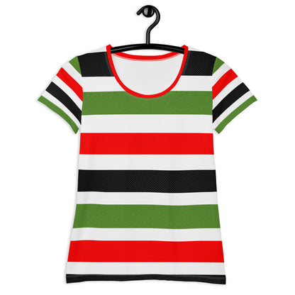 PAN-AFRICAN STRIPE All-Over Print Women's Athletic T-Shirt by SobG Designs
