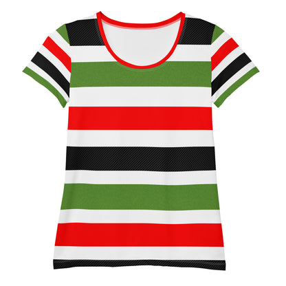 PAN-AFRICAN STRIPE All-Over Print Women's Athletic T-Shirt by SobG Designs