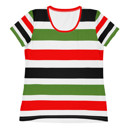 PAN-AFRICAN STRIPE All-Over Print Women's Athletic T-Shirt by SobG Designs