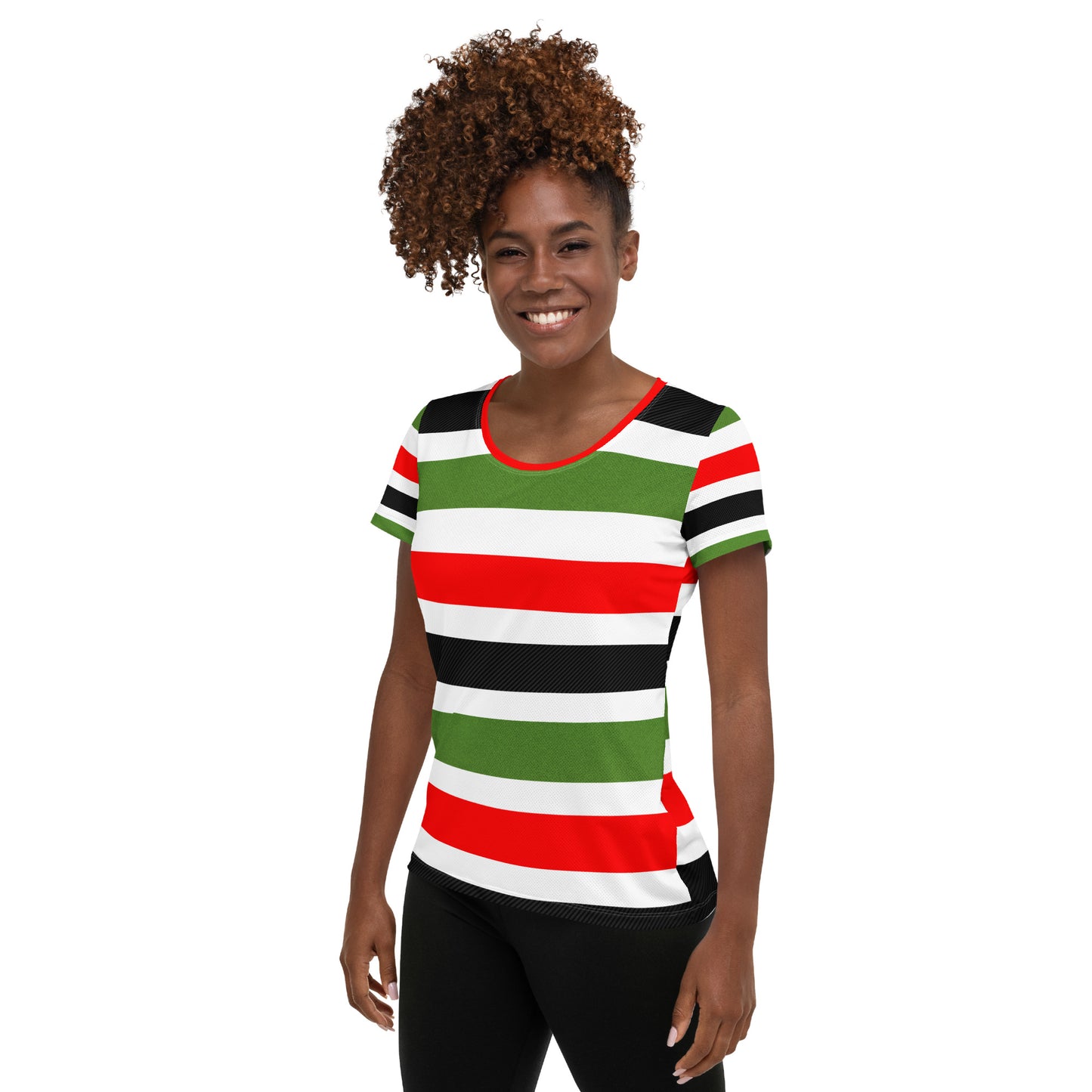 PAN-AFRICAN STRIPE All-Over Print Women's Athletic T-Shirt by SobG Designs