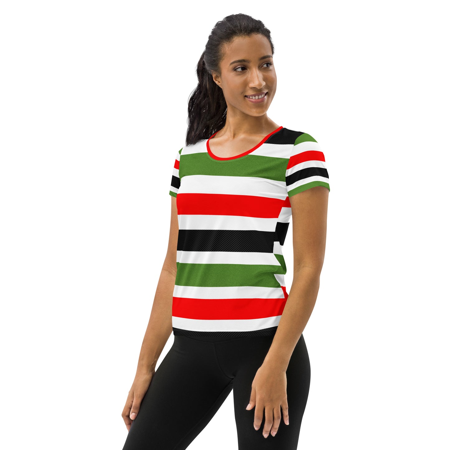 PAN-AFRICAN STRIPE All-Over Print Women's Athletic T-Shirt by SobG Designs
