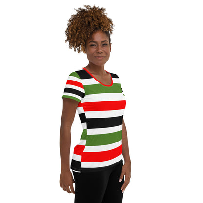 PAN-AFRICAN STRIPE All-Over Print Women's Athletic T-Shirt by SobG Designs